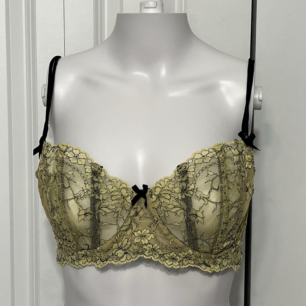 Vintage 2004 Victoria’s Secret Bra Y2K Balconette Underwire sheer Lace Sz 34DD
